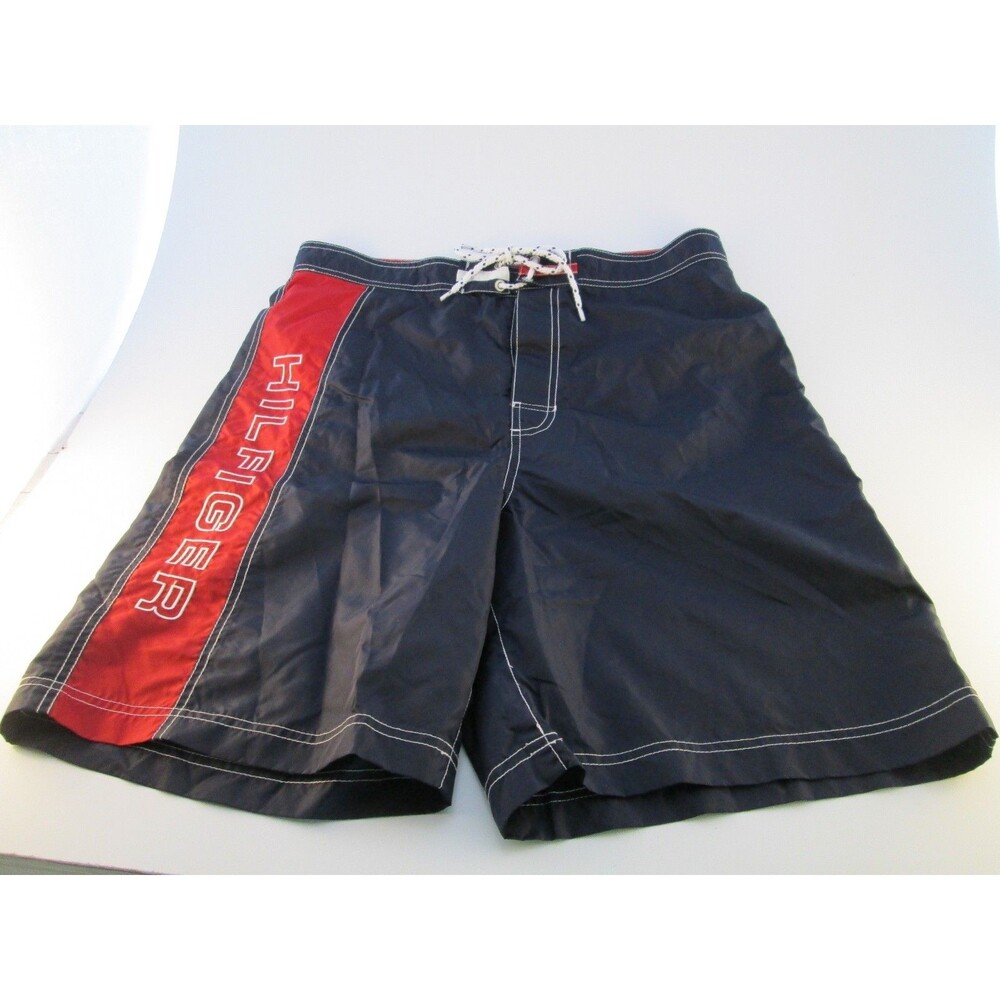 Vintage Tommy Hilfiger SPELLOUT Nylon Swim Trunks Bathing Shorts Size L
